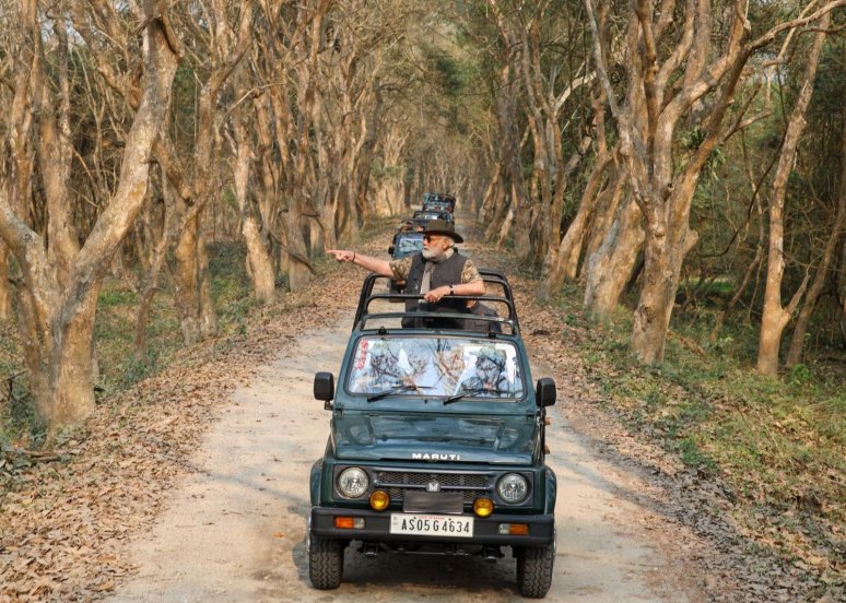 pm narendra modi enjoy jungle safari takes elephant ride at assams kaziranga national park