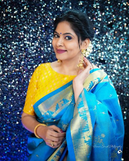 Shweta Shinde Sky Blue Saree
