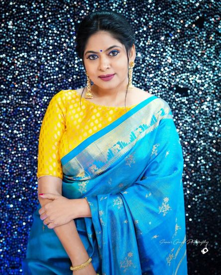 Shweta Shinde Sky Blue Saree