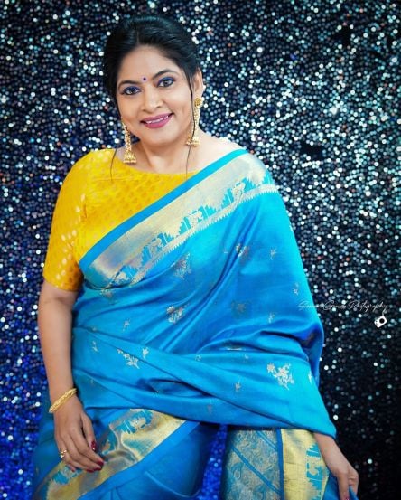 Shweta Shinde Sky Blue Saree