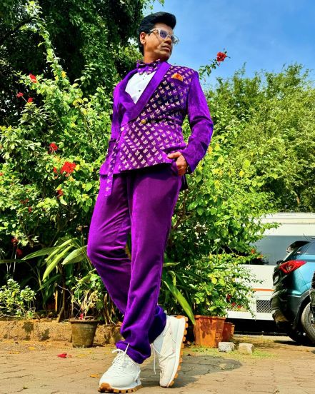 Siddharth Jadhav Purple Blazer Suit