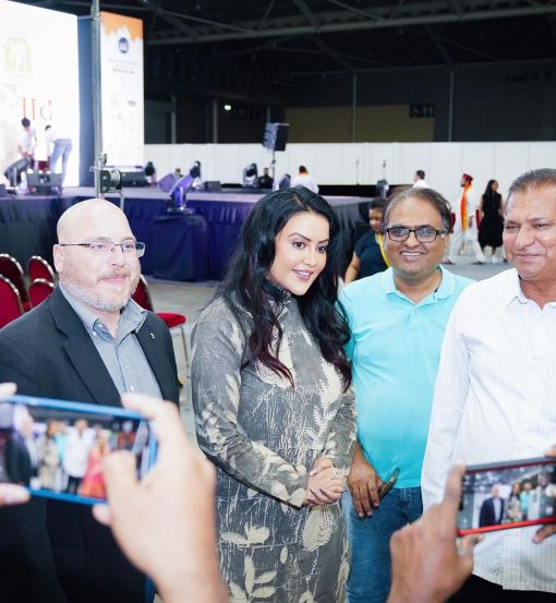 deputy chief minister devendra fadnavis wife amruta fadnavis post new stylish photos at singapore namaste bharat exhibition