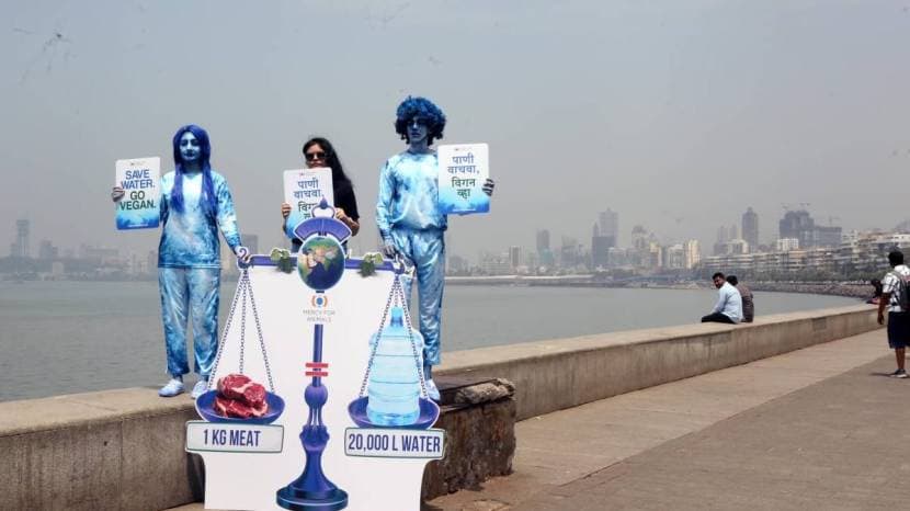 Mumbai News At Marine Drive Jal Devta and Earth Costume Wearing Social Workers Save Water Quotes on World Water Day