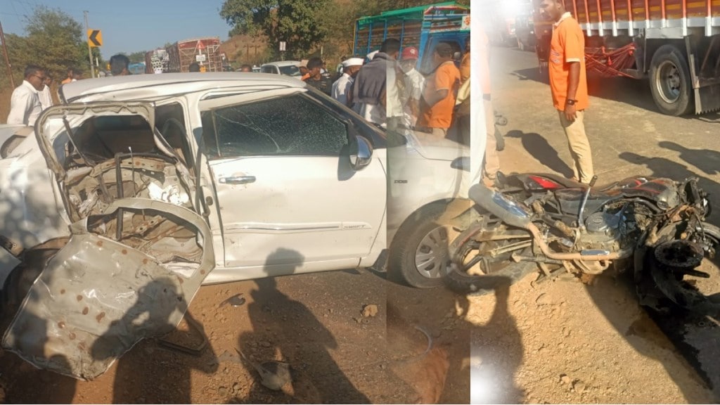 four killed three injured in car motorcycle accident in nashik