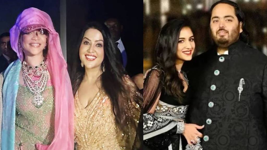 amruta fadnavis poses with hollywood singer rihanna in anant ambani pre wedding