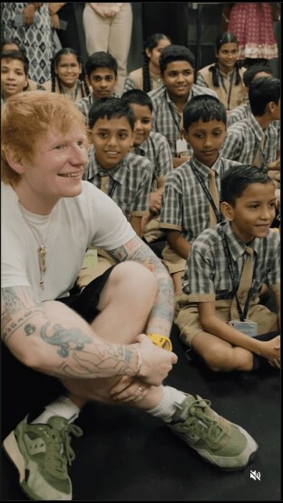 Ed sheeran visit to mumbai for performance met school students bollywood stars shahrukh khan ayushmann khurrana armaan malik gauri khan farah khan 