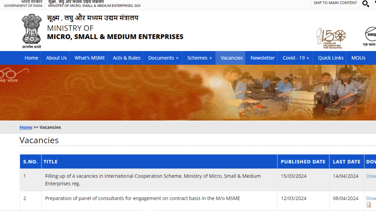 MSME Recruitment 2024 93 Vacancies For Young Professionals Apply Here
