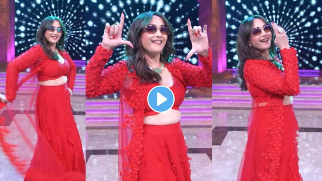 madhuri dixit dances on gulabi sadi