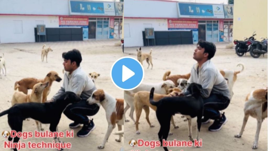 a man calls dogs by doing mimicry of dogs video goes viral on social media