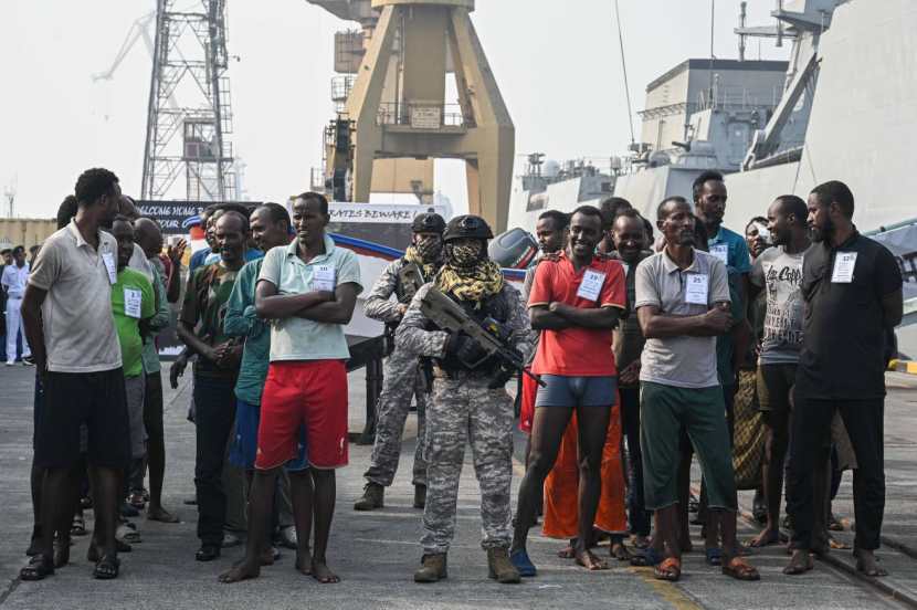 pirates captured arrive at Naval Dockyard Mumbai 2