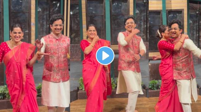 priya bapat and umesh kamat dances on gulabi saree