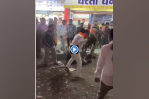 Buldhana, MLA Sanjay Gaikwad, beating, young man, Shiv Jayanti, procession, viral, social media,