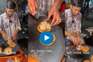 viral video street vendor selling momo burger