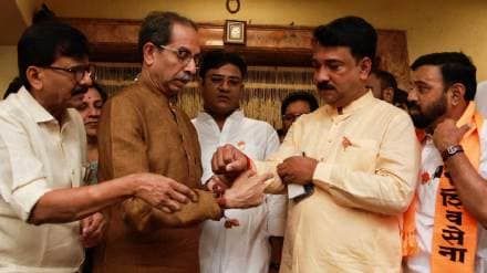 BJP's sitting MP Unmesh Patil from Jalgaon joined Shiv Sena UBT on Wednesday .. Express Photo by Amit Chakravarty