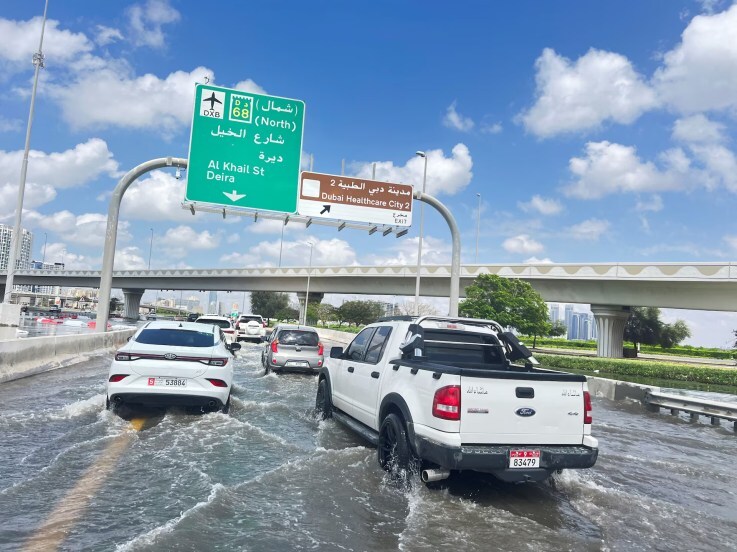 Dubai UAE Heavy Rainfall Floods Photos