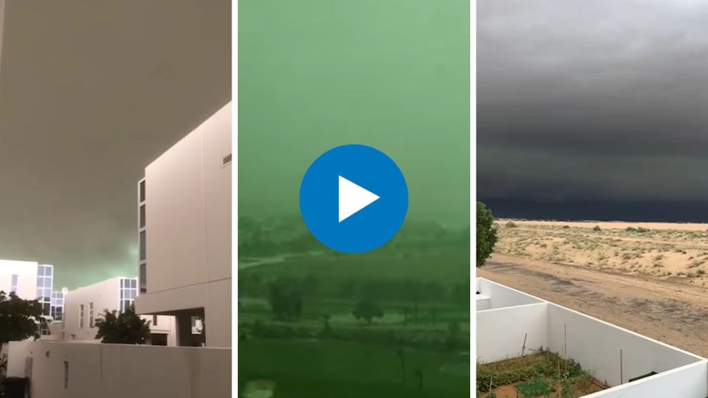 Dubai sky transforms to green viral video