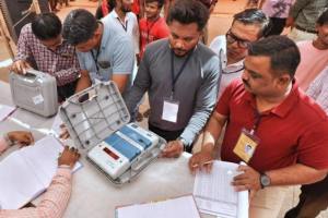 Election duty staff starts distribution of EVM and VVPAT machines