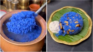 blue-coloured ghee rice
