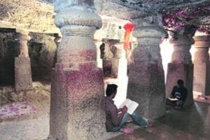 Northwest Mumbai beautification of Jogeshwari Caves is sometimes under construction awaiting rehabilitation
