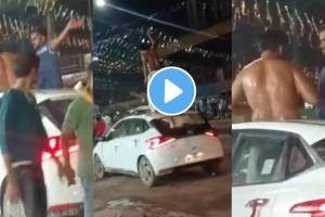 Bathed with alcohol took off shirt and danced on roof of the car video