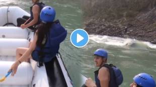 rishikesh River Rafting Raft stuck in rapid during rafting