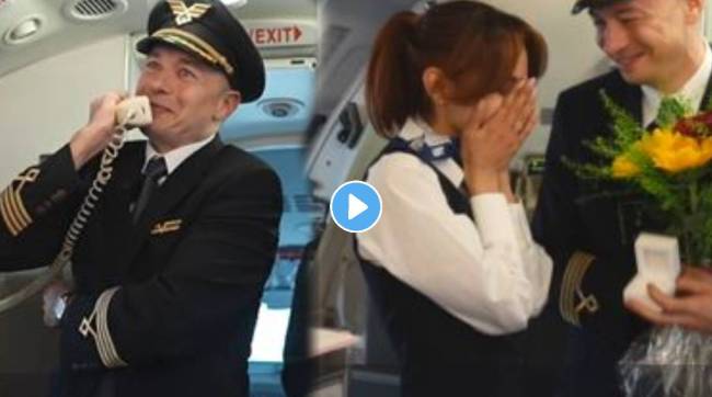Viral video captain proposes flight attendant