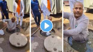 madhya bjp gwalior councillor devendra rathore spotted cleaning sewage chamber video goes viral