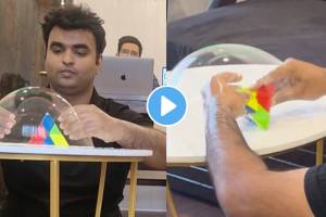 Viral Video Indian Man bagged Guinness World Record title after solving rotating puzzle inside a soap bubble