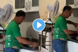 Viral Video avoid heat while cooking Man Desi Jugaad Works Watch This Amazing Idea And Funny technique