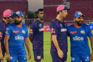 RR vs MI Shane Bond Tries to Kiss Rohit Sharma Mumbai Indians Posted Video Goes Viral