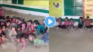school teachers build an artificial pool in class students ecstatically enjoying swimming around their classroom