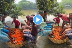 Shocking video of washing carrot in river water by vendor