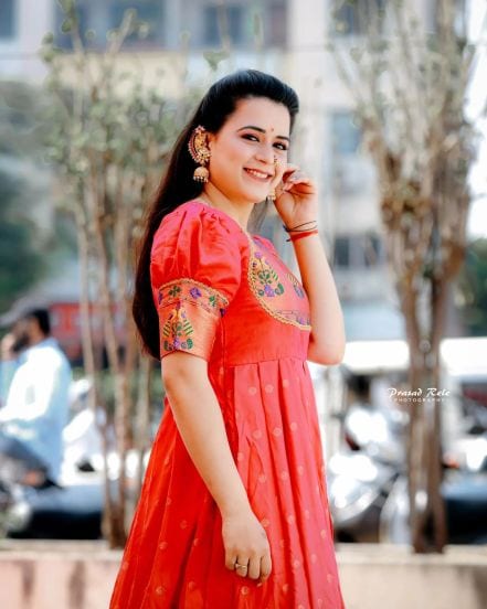 Prajakta Gaikwad Red Paithani Dress