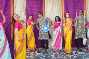 amruta khanvilkar manjiri oak, prasad oak dance on naach ga ghuma song video viral
