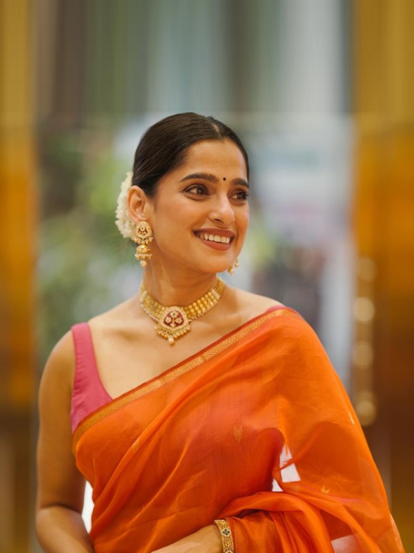 Priya Bapat Orange Saree