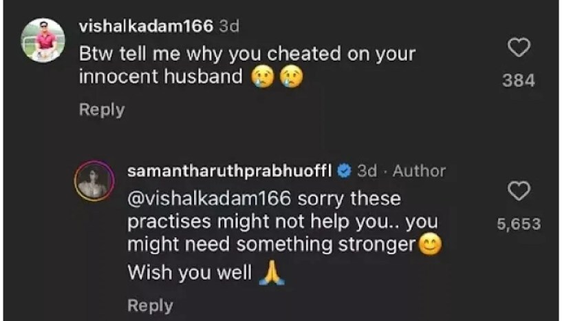 Samantha Reply to troller 