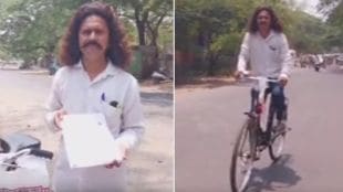 Sandeep Sankpal came on bicycle and submitted his candidature to Kolhapur to protect the environment