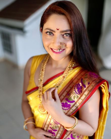 Sonalee Kulkarni Yellow Paithani Saree