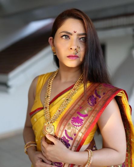 Sonalee Kulkarni Yellow Paithani Saree