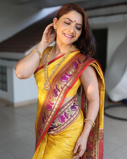 Sonalee Kulkarni Yellow Paithani Saree