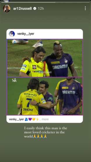 Andre Russell Instagram Story after CSK vs KKR Match
