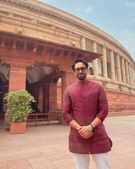 ayushmann khurrana visits the new parliament building