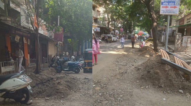 dombivli east marathi news, digging of busy roads