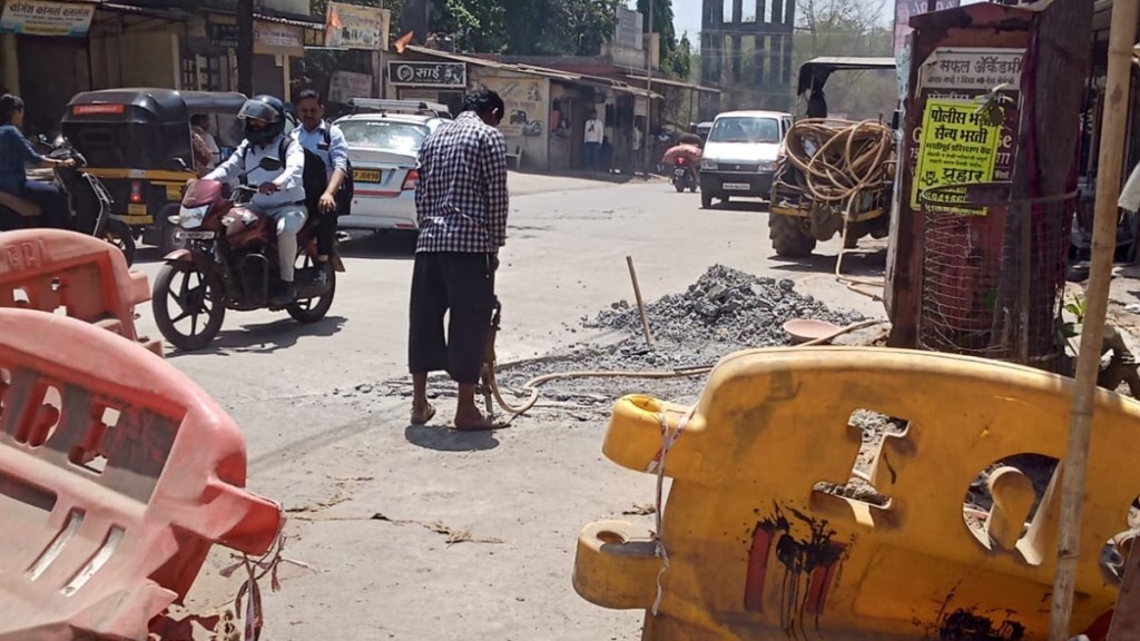 dombivli ganesh nagar marathi news, dombivli concrete road broken marathi news