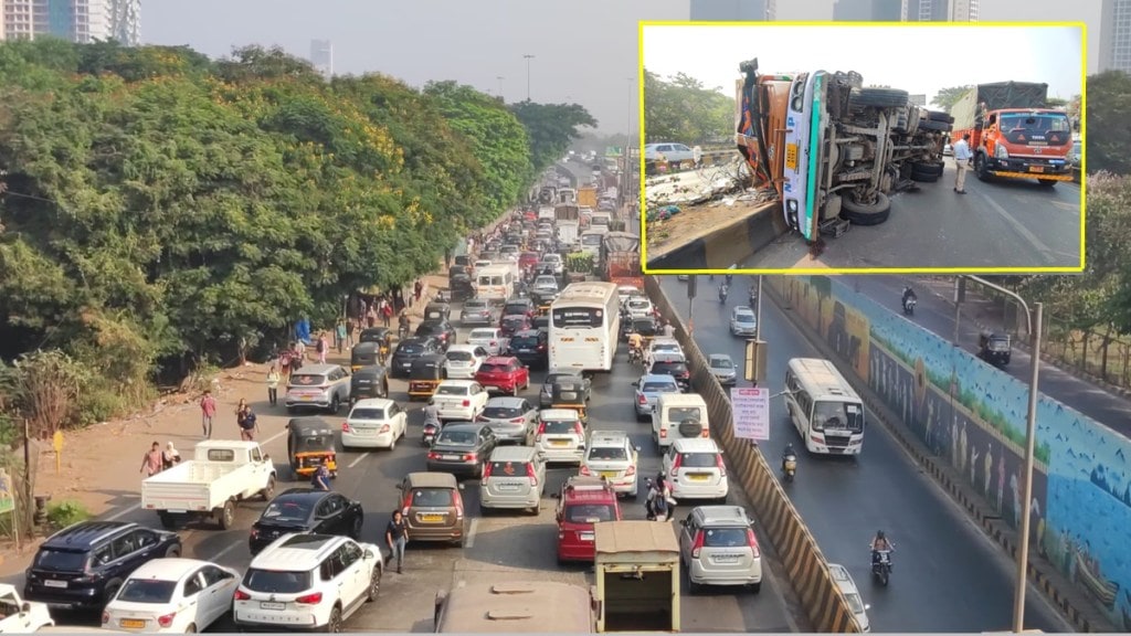 thane belapur traffic jam marathi news