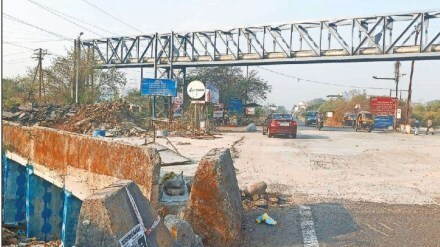 repair work of creek bridge on uran panvel road completed