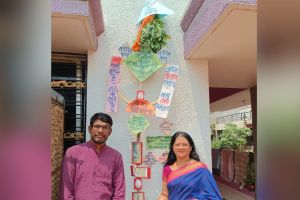 teacher built a democratic gudhi for Public awareness and to increase voter turnout