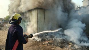 fire broke out at a scrap warehouse in Mahamadwadi