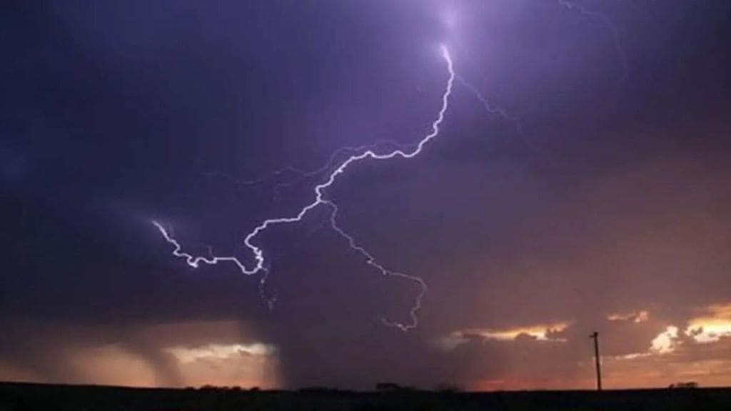 man died due to lightning fall in unseasonal stormy rain