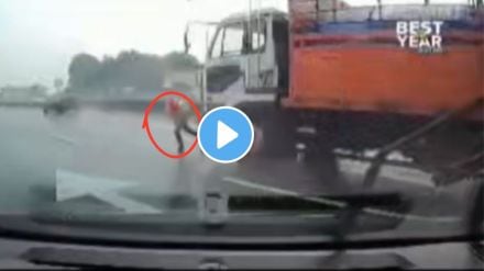 road accident video a young man survive from shocking accident